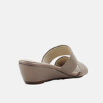 Sandalia tacon corrido serrania de cuero para mujer - Taupe