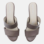 Sandalia tacon corrido serrania de cuero para mujer - Taupe