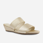 Sandalia tacon corrido serrania de cuero para mujer - Oro