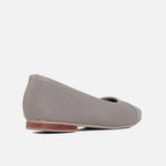 Baleta plana zenda de cuero para mujer - Taupe