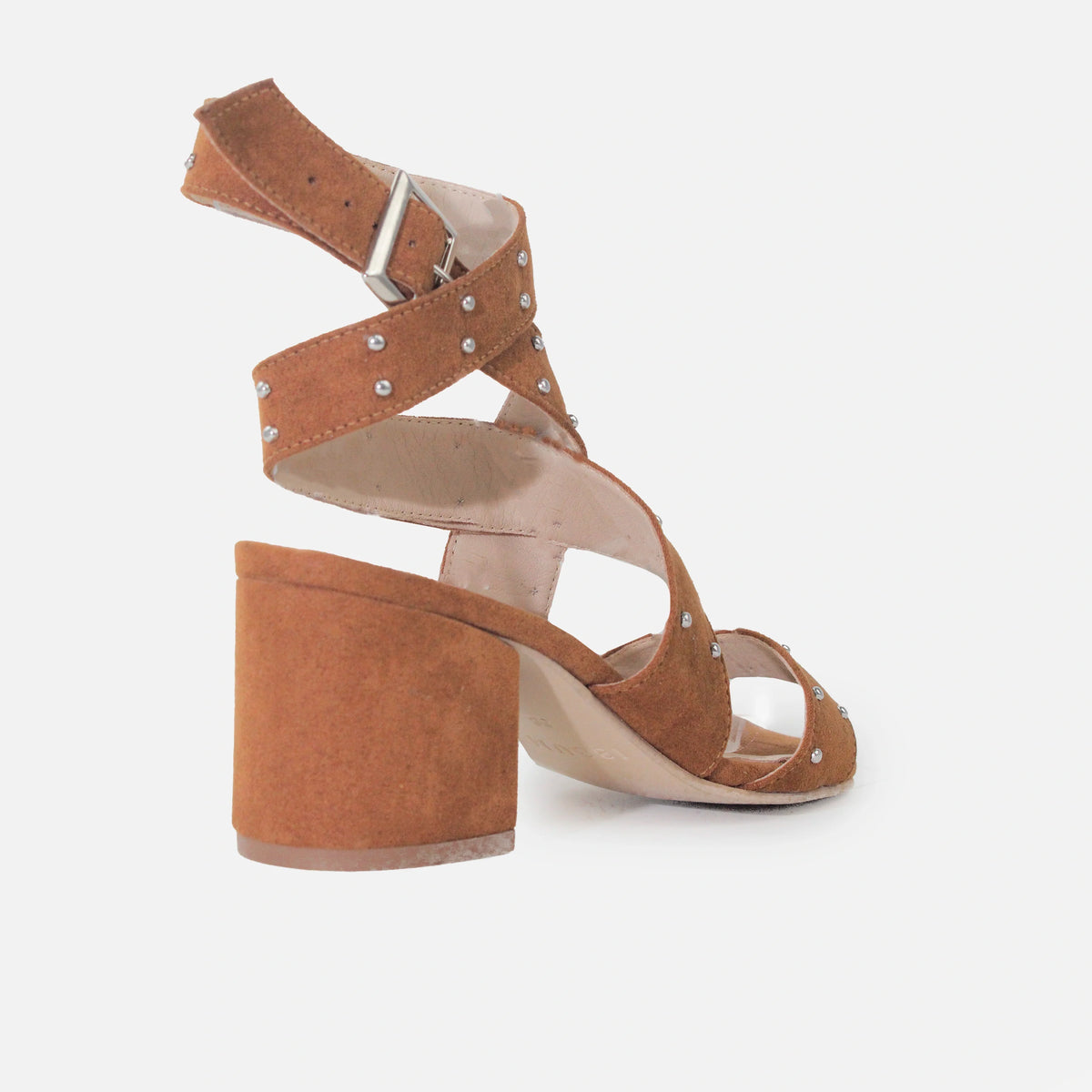 Sandalia tacon enea de cuero para mujer - Miel