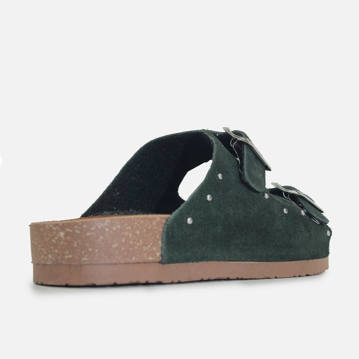Sandalia plana Ixora de cuero para mujer - Verde