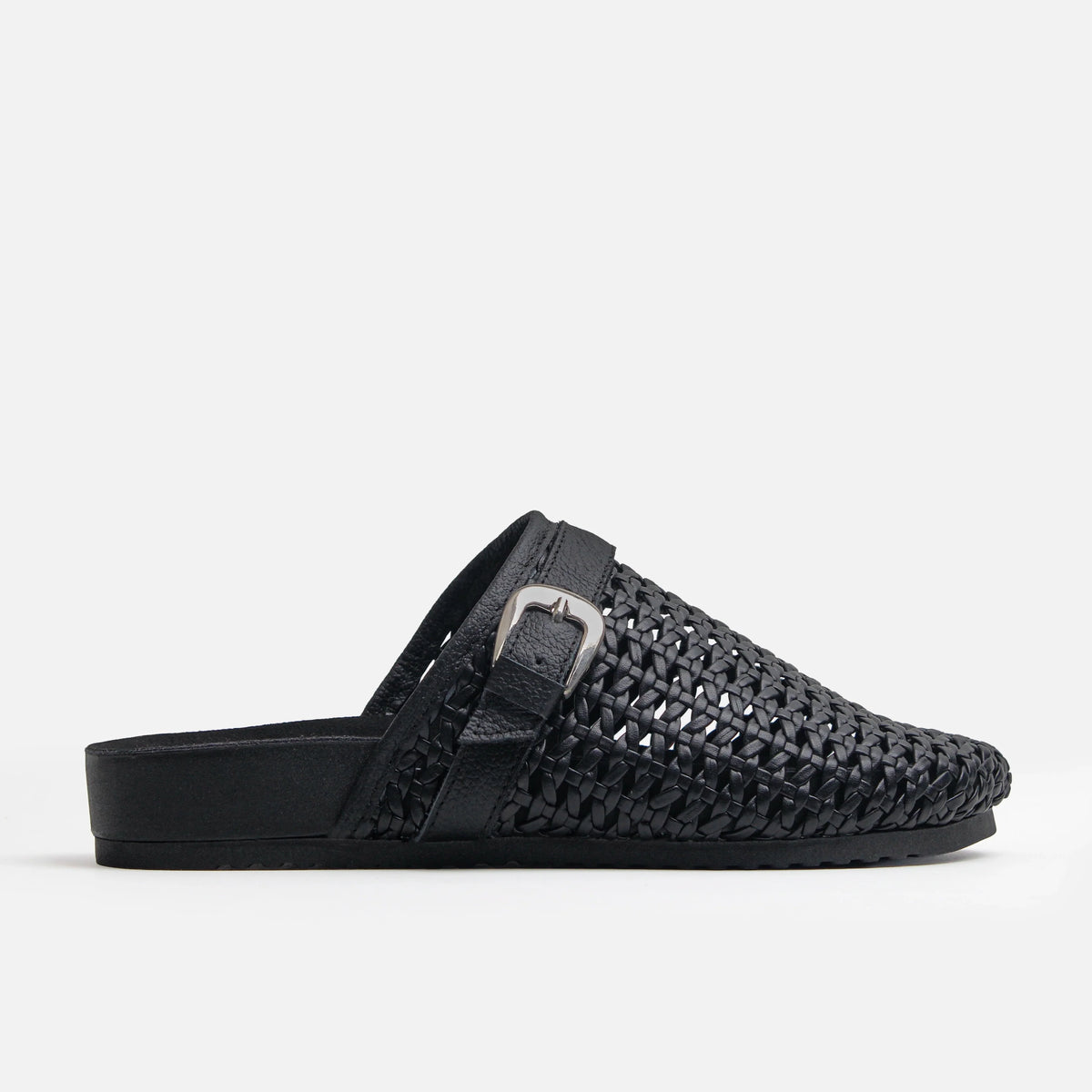 Zueco plano ilana de sintético para mujer - Negro