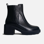 Botin tacon valencia de cuero para mujer - Negro