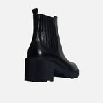 Botin tacon valencia de cuero para mujer - Negro