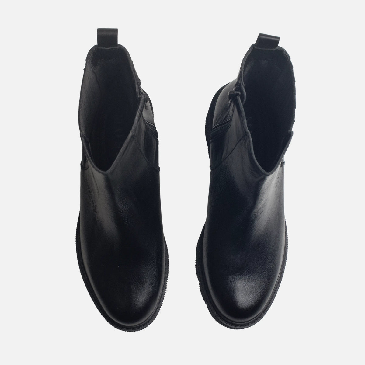 Botin tacon valencia de cuero para mujer - Negro