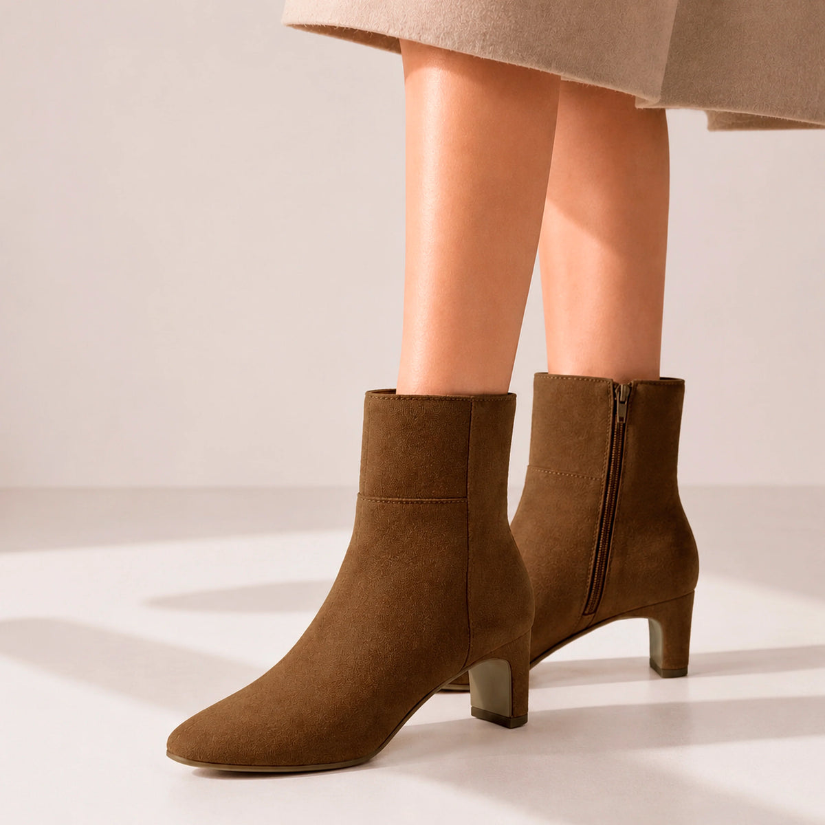 Botin tacon caprina de sintético para mujer - Miel