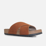 Sandalia plana Bastián de cuero para hombre - Miel