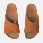 Sandalia plana Bastián de cuero para hombre - Miel