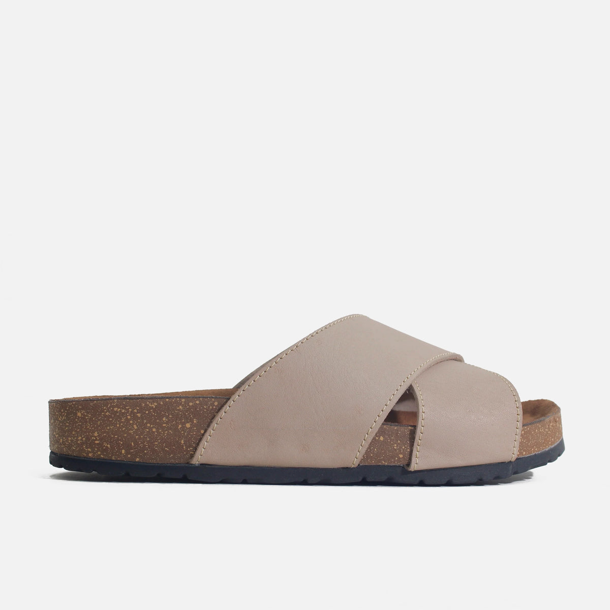 Sandalia plana elani de cuero para hombre - Taupe