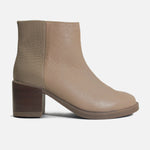 Botin tacon lili de cuero para mujer - Taupe