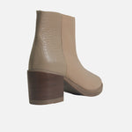 Botin tacon lili de cuero para mujer - Taupe