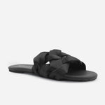 Sandalia plana gia de textil para mujer - Negro