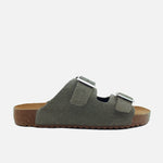 Sandalia plana gio de cuero para mujer - Verde