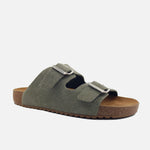 Sandalia plana gio de cuero para mujer - Verde