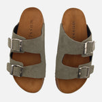 Sandalia plana gio de cuero para mujer - Verde