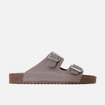 Sandalia plana gio de cuero para mujer - Taupe