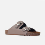 Sandalia plana gio de cuero para mujer - Taupe