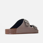 Sandalia plana gio de cuero para mujer - Taupe