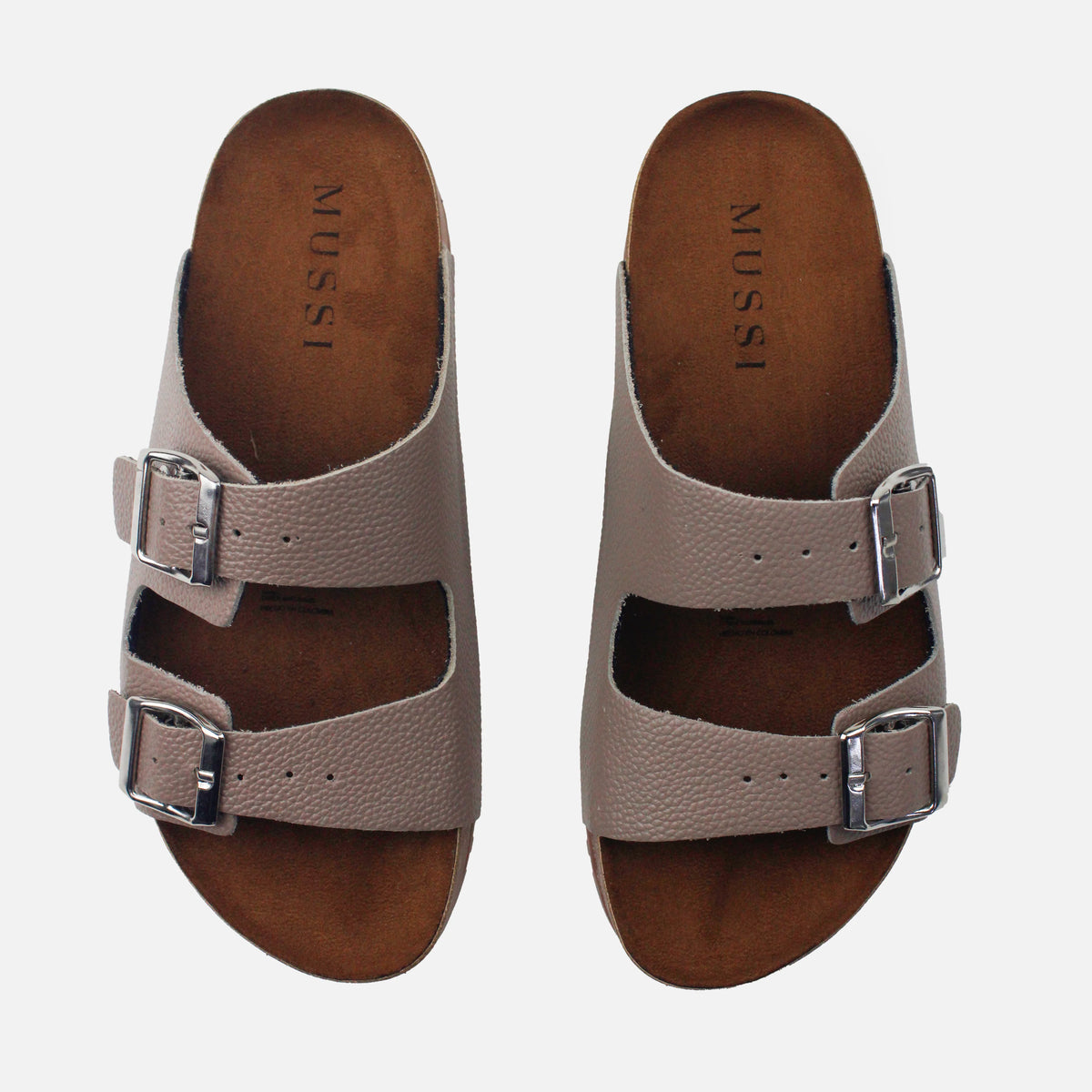 Sandalia plana gio de cuero para mujer - Taupe