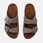 Sandalia plana gio de cuero para mujer - Taupe