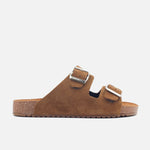 Sandalia plana gio de cuero para mujer - Camel