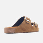 Sandalia plana gio de cuero para mujer - Camel