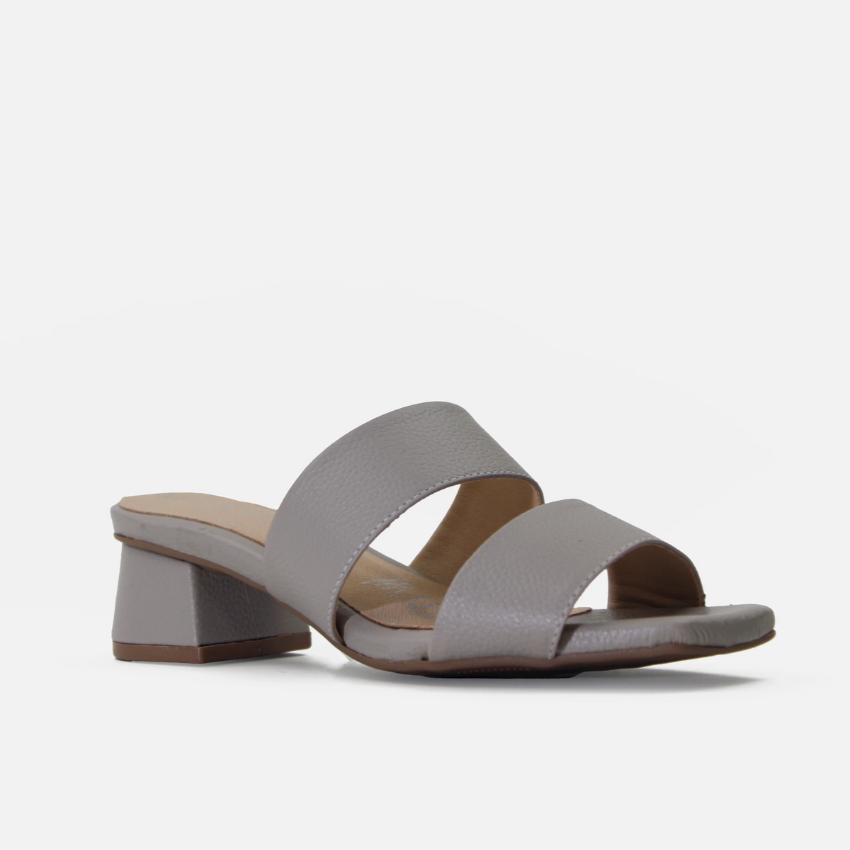 Sandalia tacon sarah de cuero para mujer - Gris