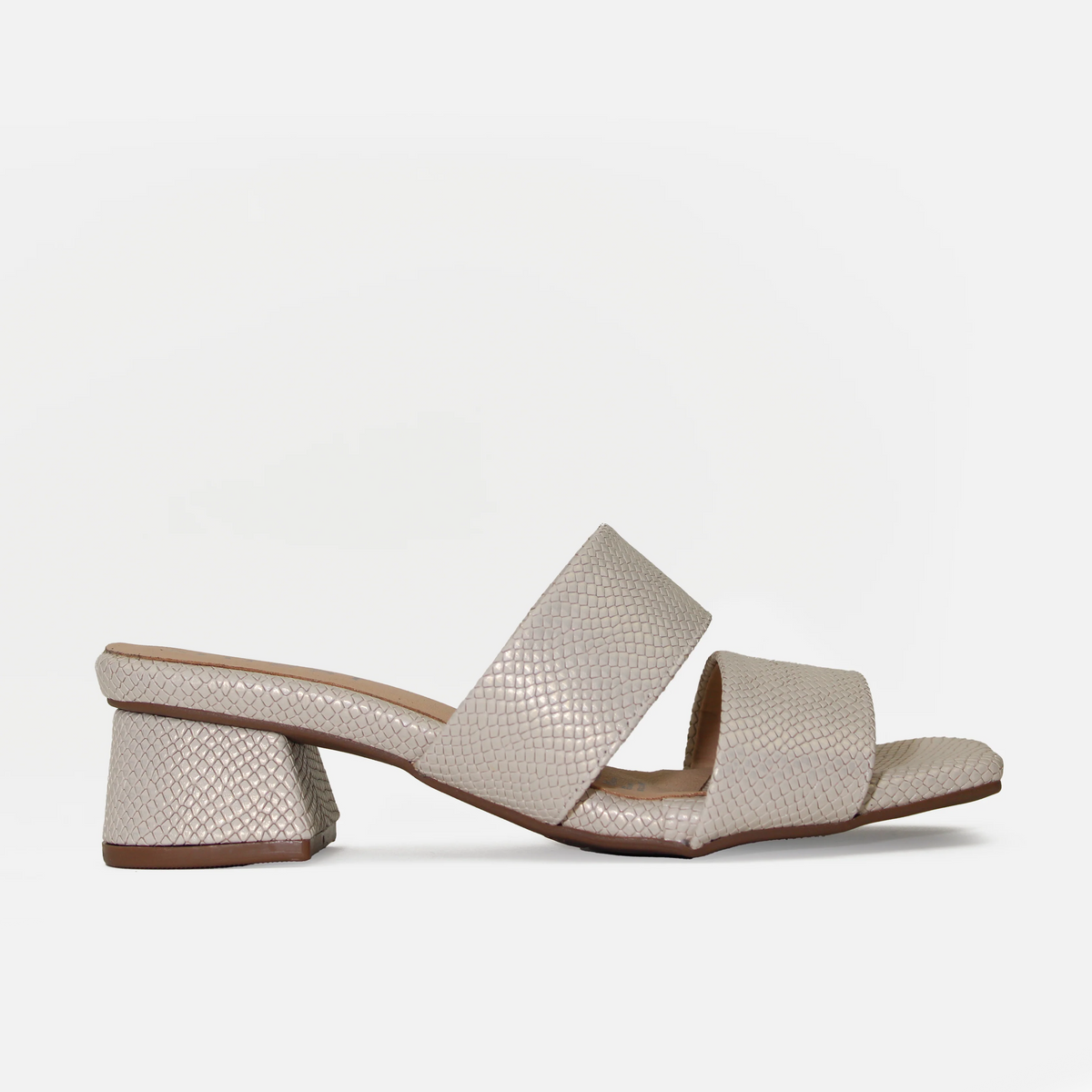 Sandalia tacon sarah de cuero para mujer - Hueso