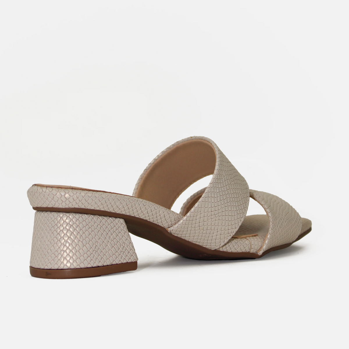 Sandalia tacon sarah de cuero para mujer - Hueso