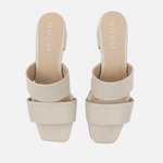 Sandalia tacon sarah de cuero para mujer - Hueso