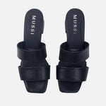 Sandalia tacon sarah de cuero para mujer - Negro