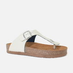 Sandalia plana juno de cuero para mujer - Nude