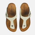 Sandalia plana juno de cuero para mujer - Nude