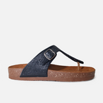 Sandalia plana juno de cuero para mujer - Negro