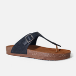 Sandalia plana juno de cuero para mujer - Negro