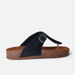 Sandalia plana juno de cuero para mujer - Negro