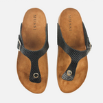 Sandalia plana juno de cuero para mujer - Negro