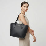 Cartera fivela de cuero para mujer - Negro