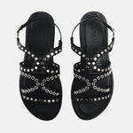 Sandalia plana temis de sintético para mujer - Negro