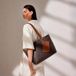 Cartera elara de cuero para mujer - Café