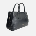 Cartera ondina de cuero para mujer - Negro