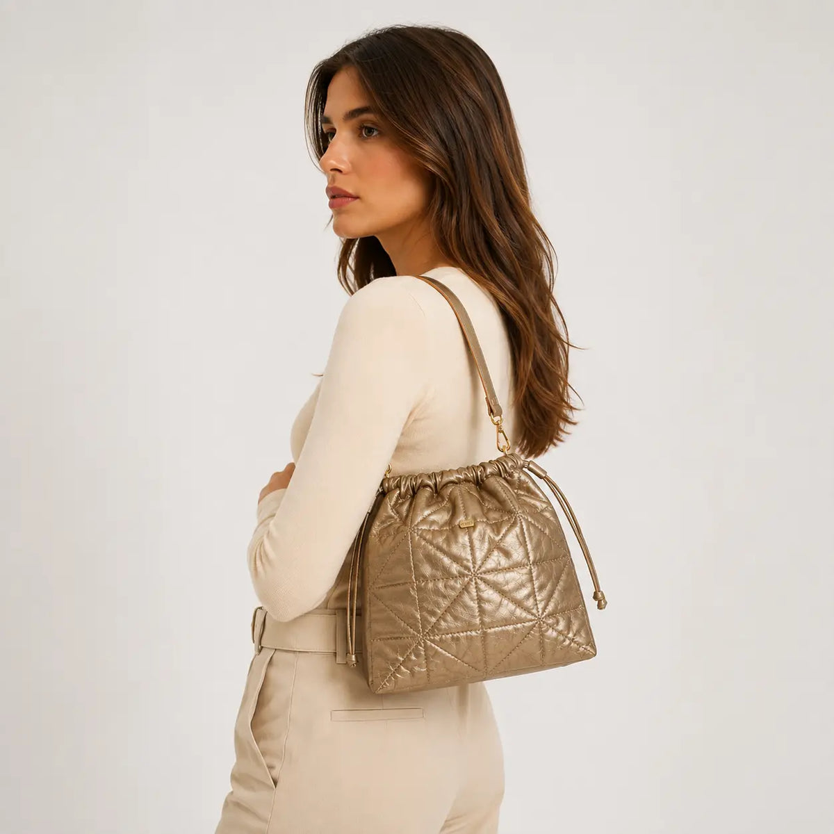 Cartera gina de cuero para mujer - Oro