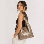 Cartera brina de cuero para mujer - Oro