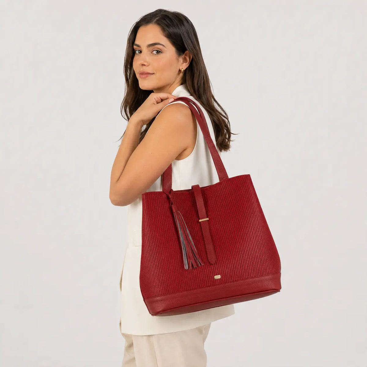 Cartera lia de cuero para mujer - Rojo