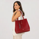 Cartera lia de cuero para mujer - Rojo