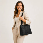 Cartera giorgia de cuero para mujer - Negro