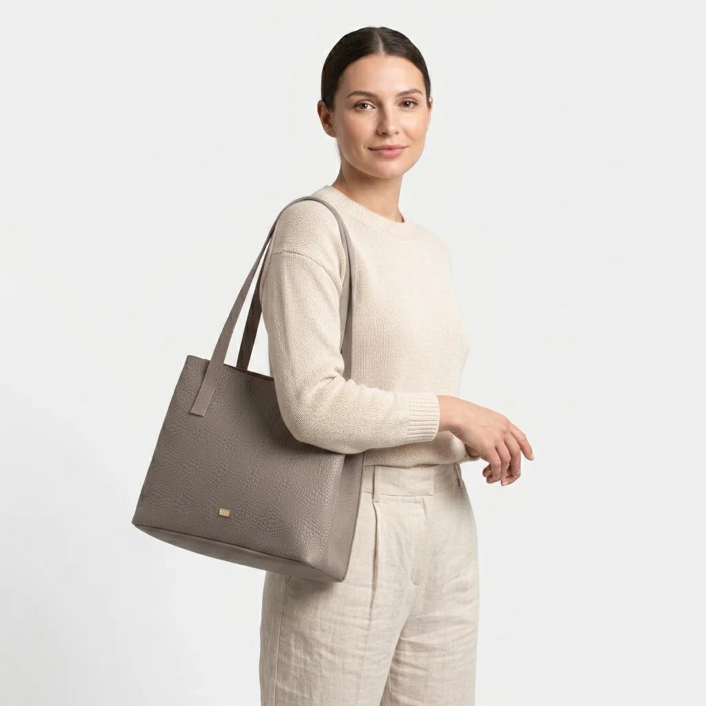 Cartera giorgia de cuero para mujer - Gris