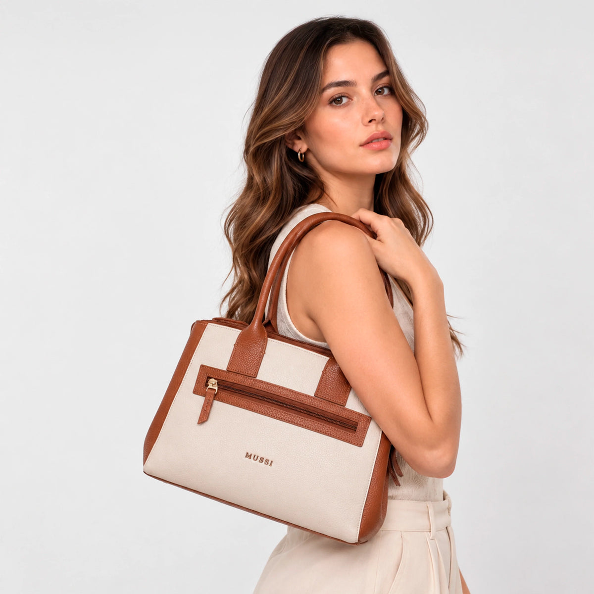 Cartera estrella de cuero para mujer - Miel