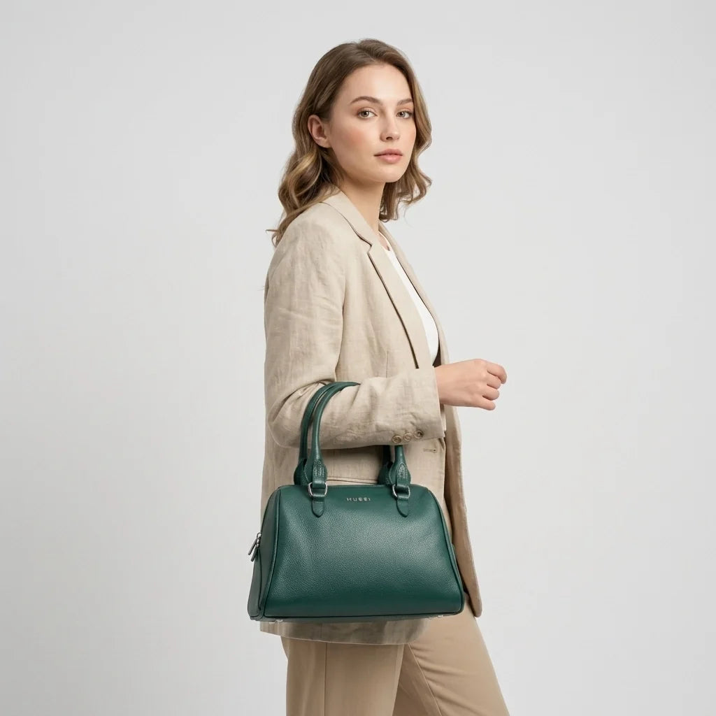 Baul corfina de cuero para mujer - Verde